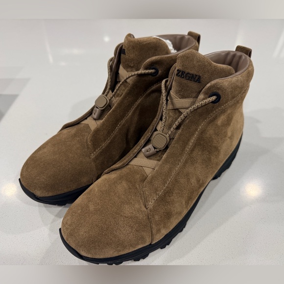 Zegna Brown Suede Men's Boots - Picture 1 of 15